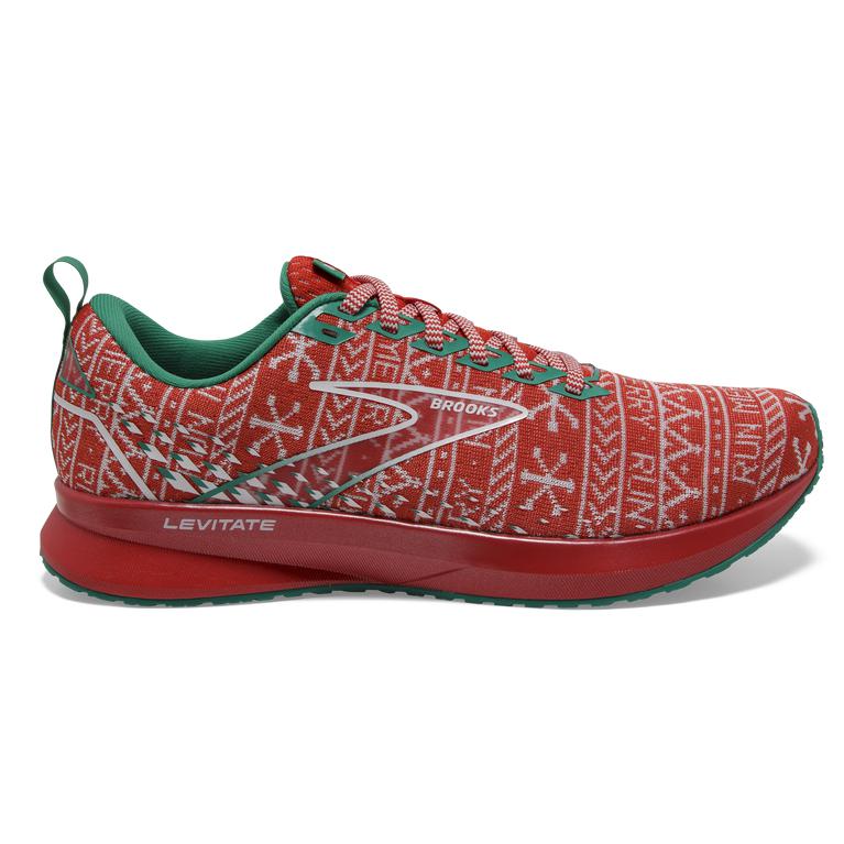 Brooks Levitate 5 - Womens Road Running Shoes - Red/White/Green (91362SBPX)